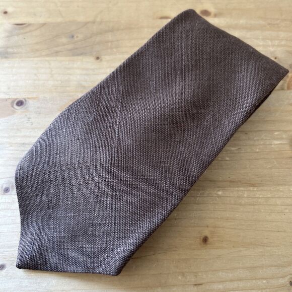 Vtg Balancine Linen Tie Brown Woven Handmade Necktie Classic 58 in - Picture 1 of 6